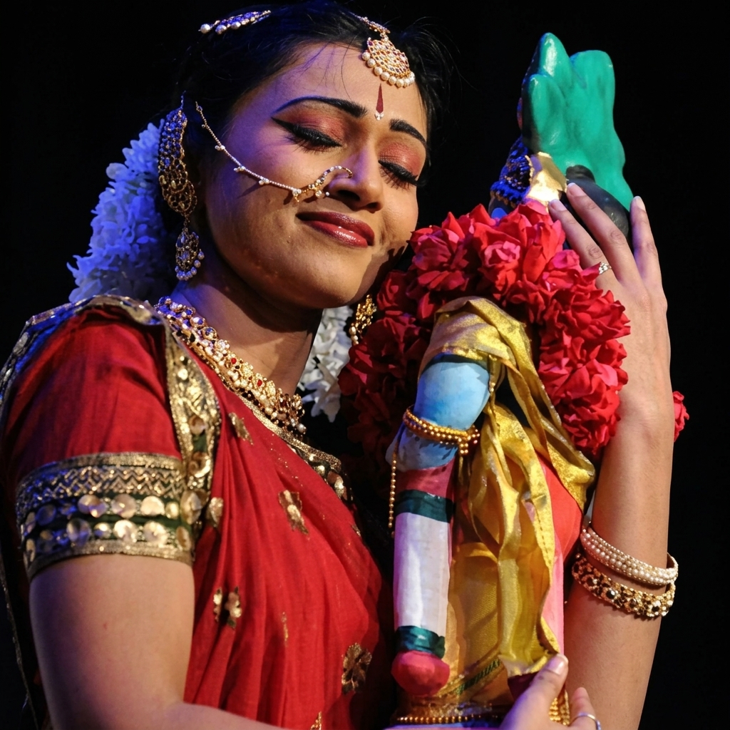 Kuchipudi dancer performing with emotion and grace